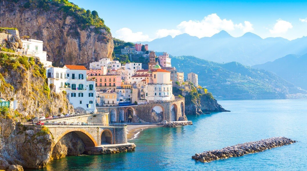 Amalfi town on the coast at morning